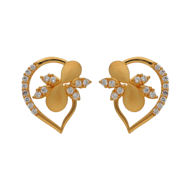 FLORAL GOLD STUD WITH STYLISH WHITE STONE